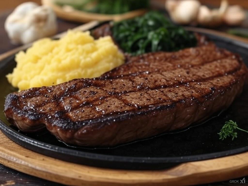 Steak mash and greens