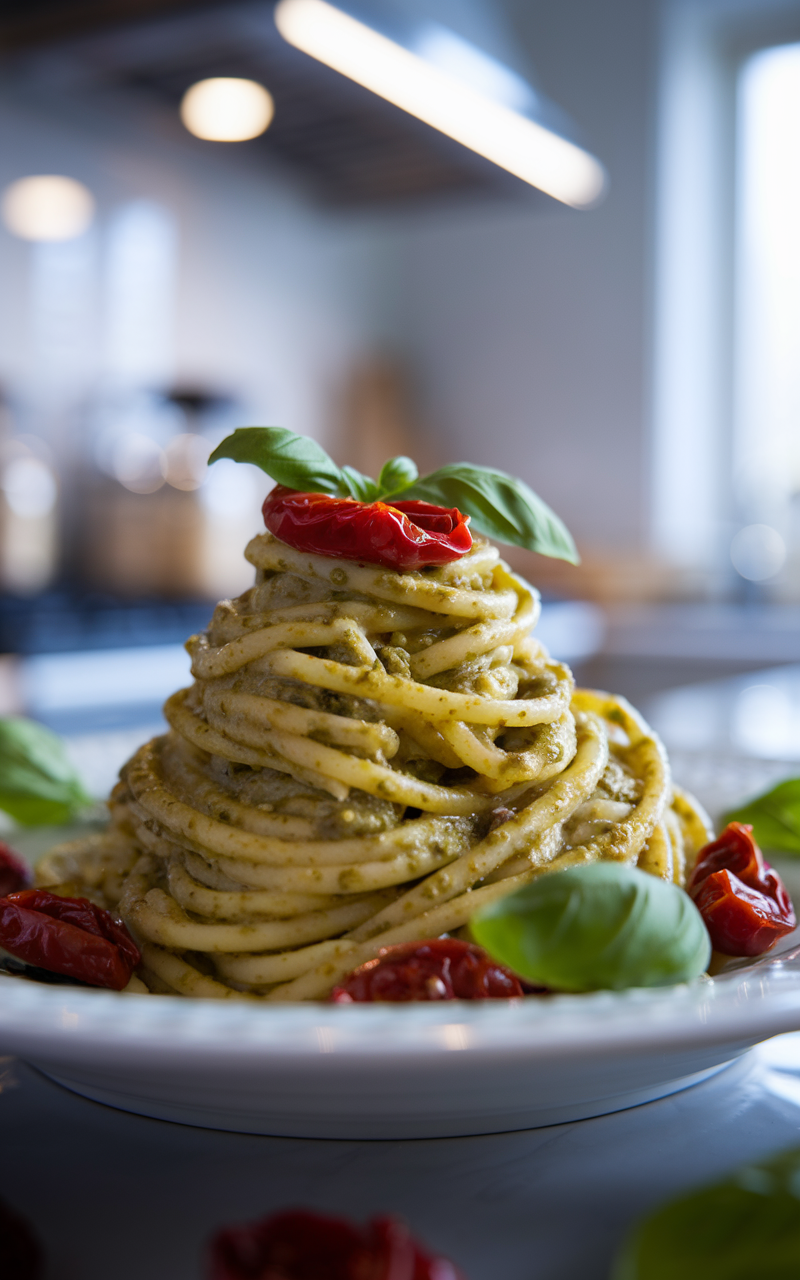 Pesto Pasta with Sun-Dried Tomatoes